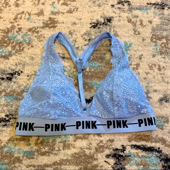PINK Victoria's Secret Other - 🎈 3/$25 Light Blue Victoria's Secret PINK Lace, T-back, padded bralette!